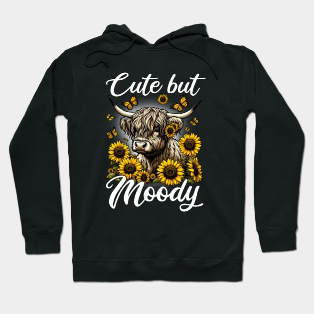 Cute but Moody Highland Cow Hoodie by DetourShirts